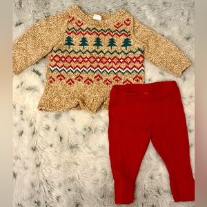 Carter's Scandinavian Christmas Tree Chenille Sweater and Ribbed Legging Set